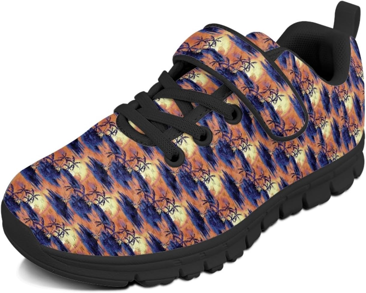 Boho Floral Girls Slip On Sneakers with Hook and Loops Flexible Breathable Sneakers for Kids Girls Reduce Pressure On The Foot Running Shoes Kids Stitch Fashionable Indoor Soccer Shoes