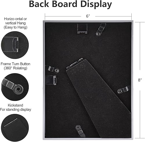 Vista 47 de Marco de fotos de 4 x 6 pulgadas, color dorado mate, moderno, simple, delgado, de aluminio, con vidrio real HD, pantalla para collage de mesa
