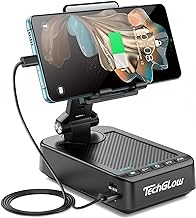 TechGlow Foldable Cellphone Stand with Bluetooth Speaker Charging Function 360° Rotatable Phone Stand Birthday Gifts for Men Women Mother Father Cool Tech Gadgets