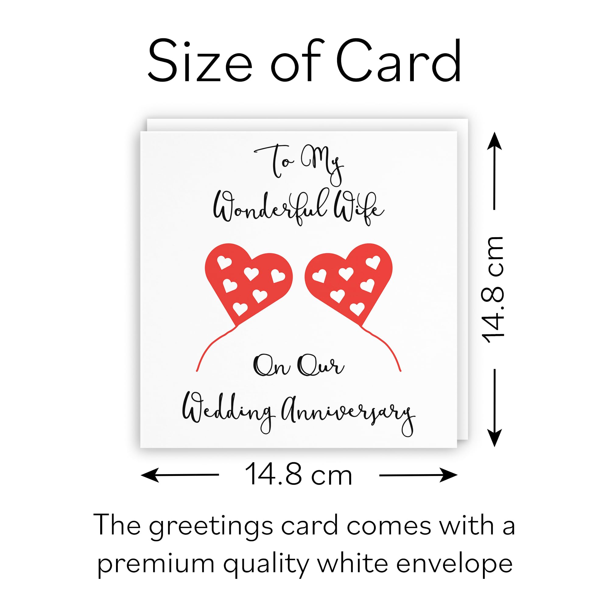 Hunts England Biglietto Auguri 1° Anniversario Matrimonio 'To My Wonderful Wife' - Formato 148x148 Mm Con Busta