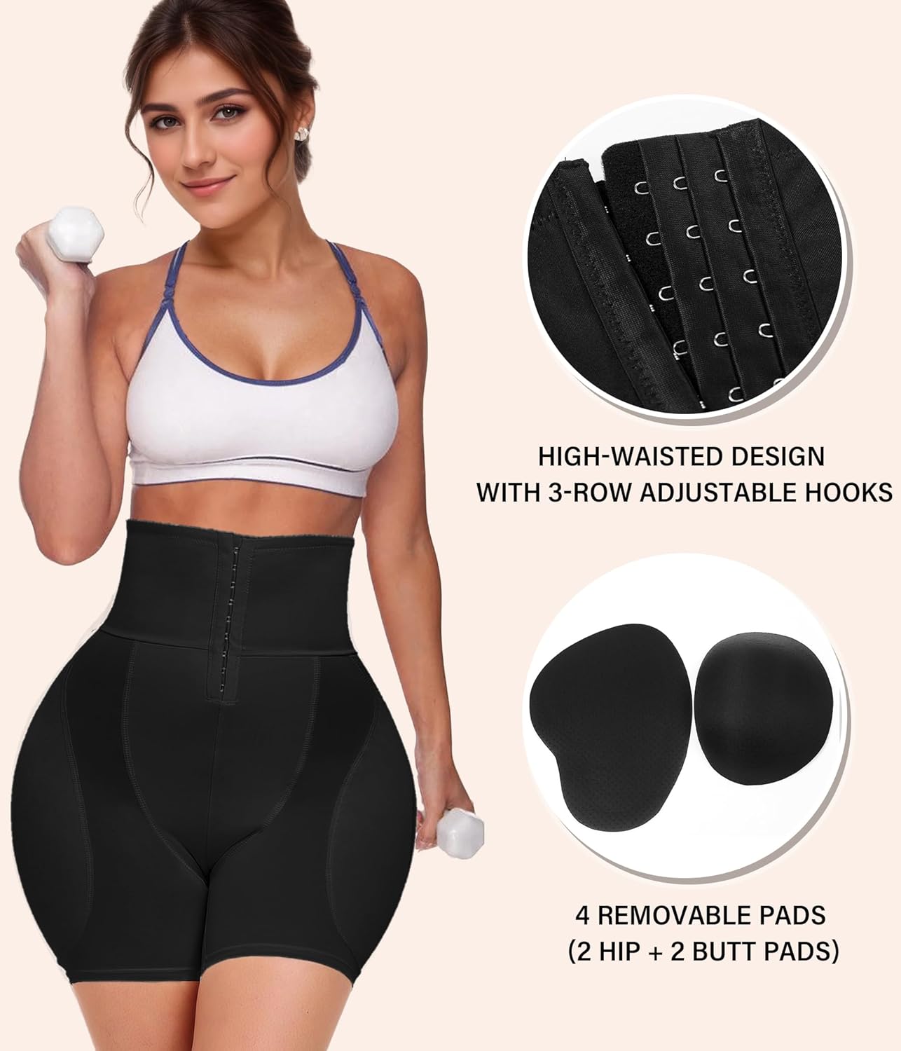 Padded Shapewear Hip Pads Shapewear Tummy Control Butt Padded Underwear For Women - Image 3