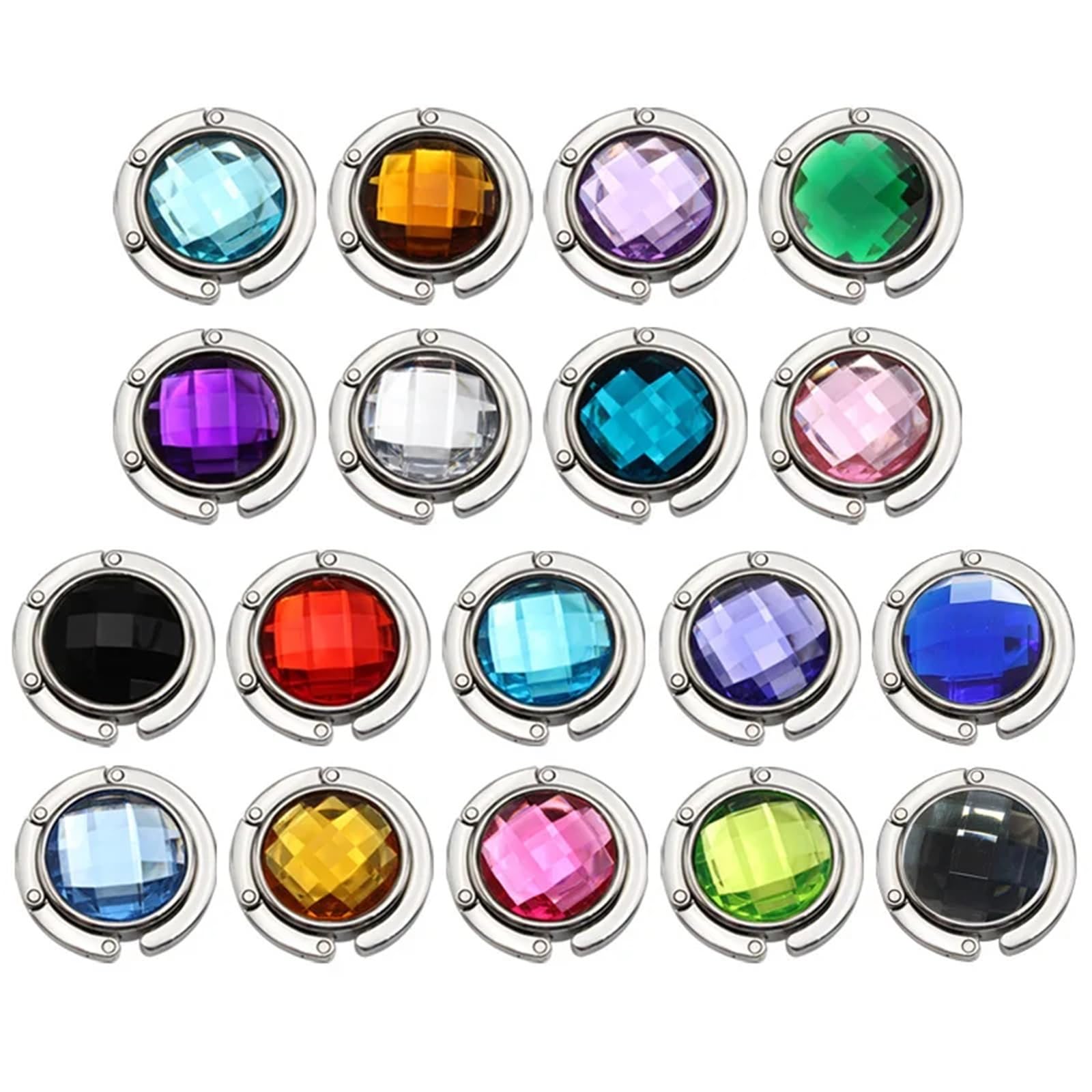 RJWKFOCF Mdingbao-Hoos Portable Round Acrylic Hook Student Table Hook Lattice Crystal Bag Hanger Folding Metal Multifunctional Gift Bag Hook, Strong Adhesive Wall Hooks(Green Crystal)