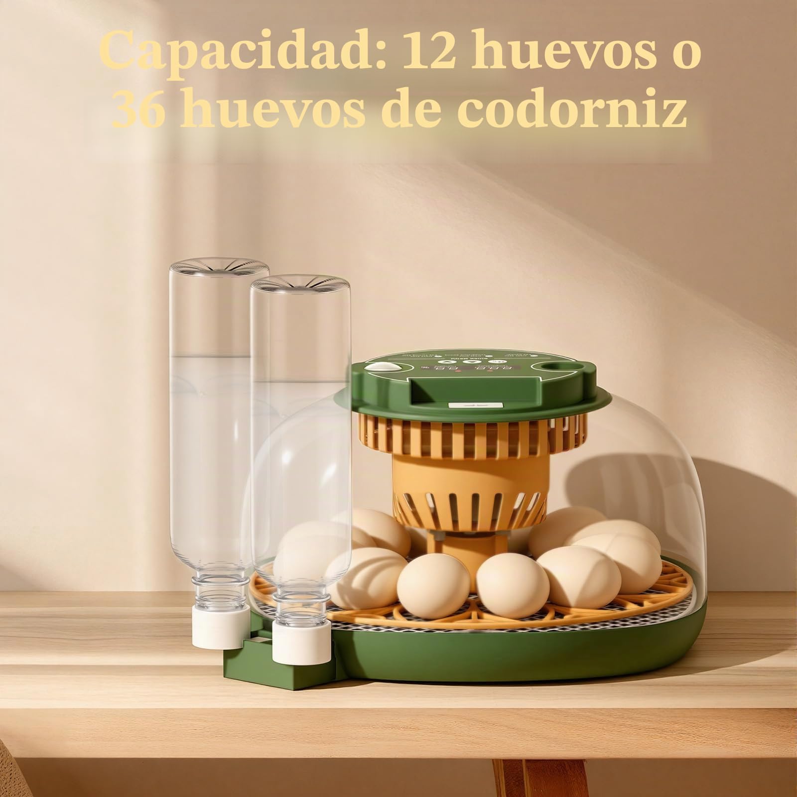 Incubadora Huevos Gallina, 12 Huevos, con Función Llenado Automático Agua, Volteo Automático Huevos, Control Temperatura y Humedad, Función Ovoscopía, para Gallinas, Codornices, Patos (A)