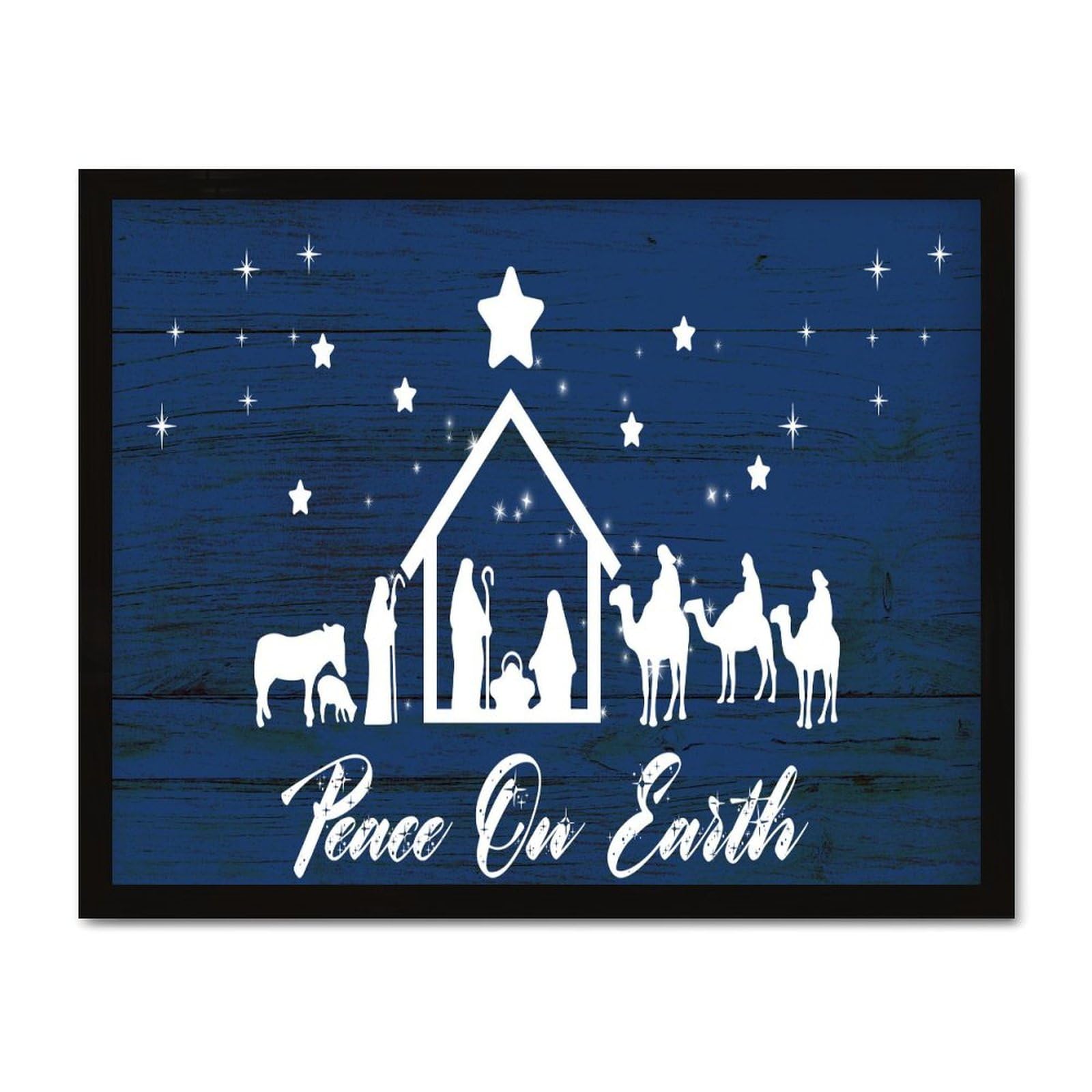 Crèche de Noël panneau bois encadré pour décoration maison chic