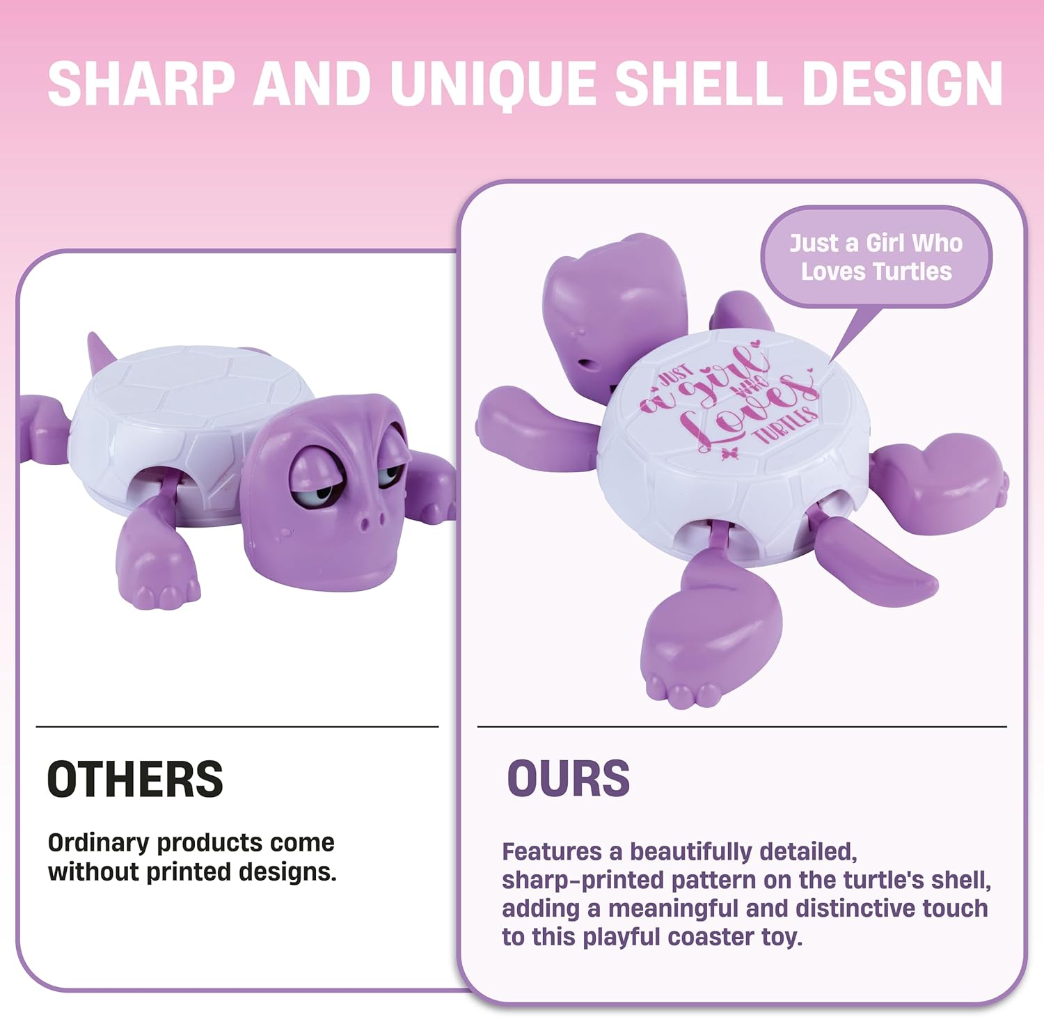 Turtle Cup Holder, Turtle Coaster, 3D Printed Funny Tea Coasters with Interactive Expression, Insulated Drink Mat for Coffee and Wine Glasses, Home Decor and Kitchen Accessories (Purple) - Image 9