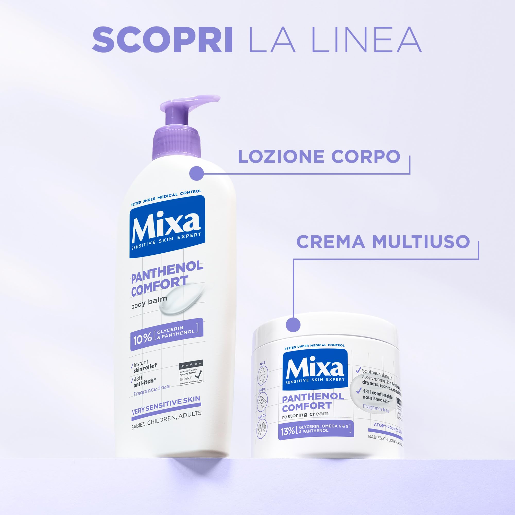 Mixa Crema Lenitiva Protettiva, Per Pelli a Tendenza Atopica, Pelle Lenita e Idratata per 48H, Effetto Anti-Prurito e Anti-Secchezza, Con il 13% di Pantenolo e Glicerina, Panthenol Comfort, 400ml