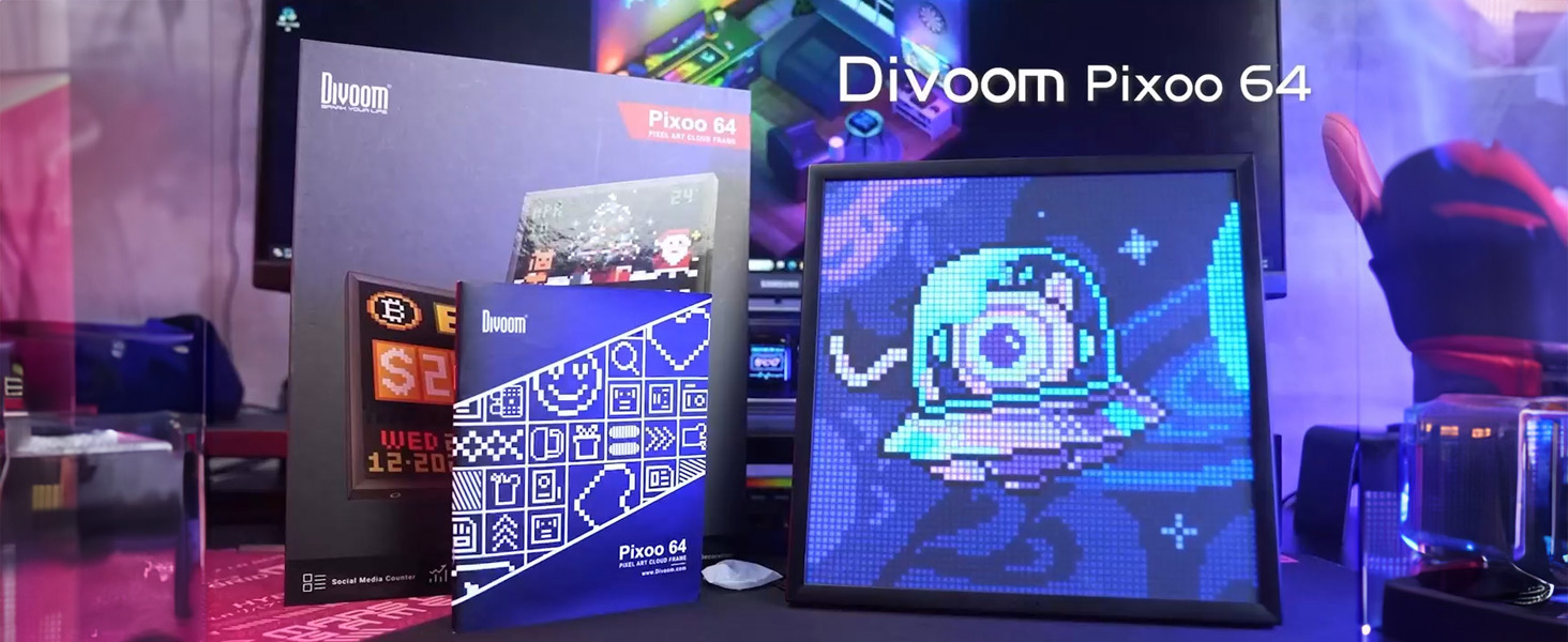 Divoom Pixoo-64 WiFi Piksel Sanat Ekranı, 64 x 64 LED Panel