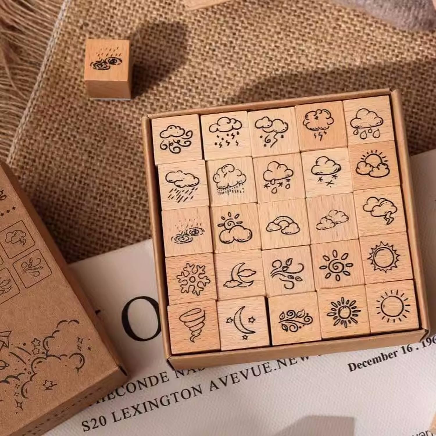 Weather Wood Stamps - 25 Mini Craft Stamps -4