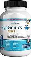 Vista 1 de EyeGenics Max Vision Support Supplement, 60 cápsulas, fórmula de salud ocular de máxima fuerza con luteína, extracto de arándano, vitaminas (1)