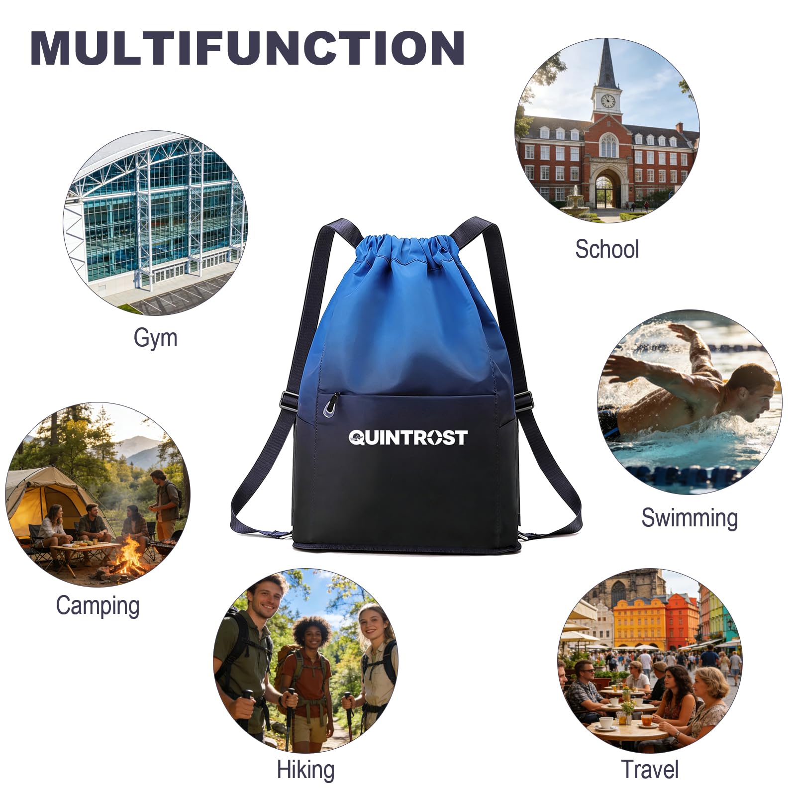Sacca Sportiva con Cordone, Grande Capacità Zaino Sportiva con Coulisse Nylon, Impermeabile Borsa da Palestra per Donna Uomo Unisex, Zaino Palestra per Piscina Viaggio Yoga