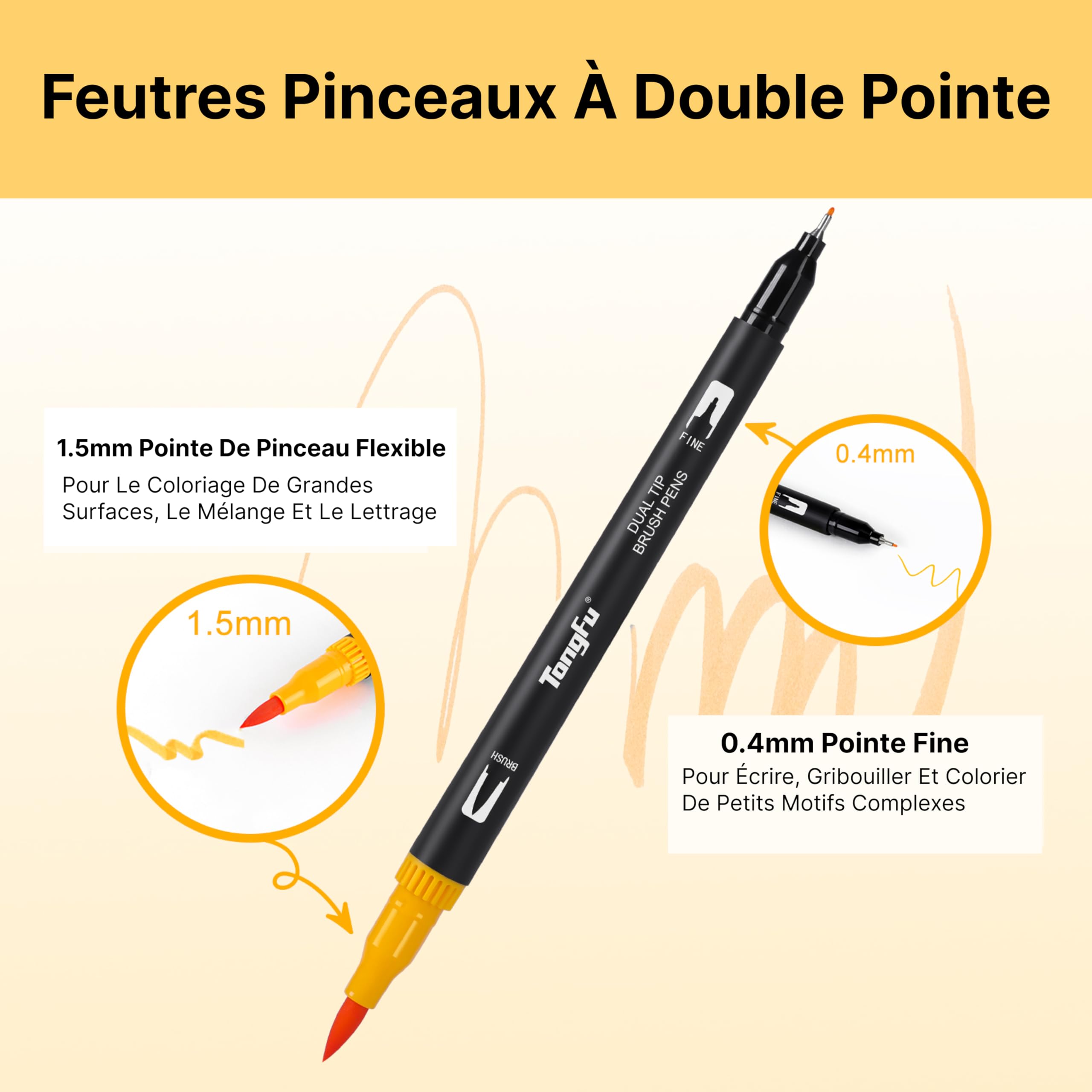 Set 24 Stylos Pinceaux + 12 Crayons Dessin TVGO - Calligraphie, Manga, Coloriage Adulte (Double Pointe)