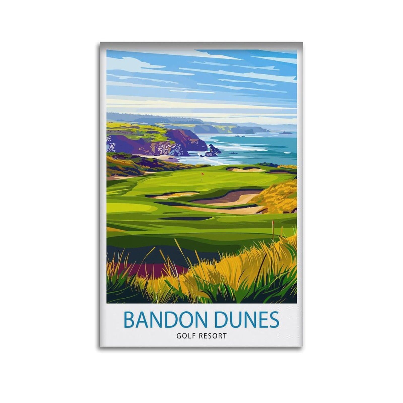xiaoxiaoshen Bandon Dunes Golf Resort Oregon Travel Canvas Poster Wall Art Prints Room Aesthetic Murals Bedroom And Living Decorations 08x12inch(20x30cm)