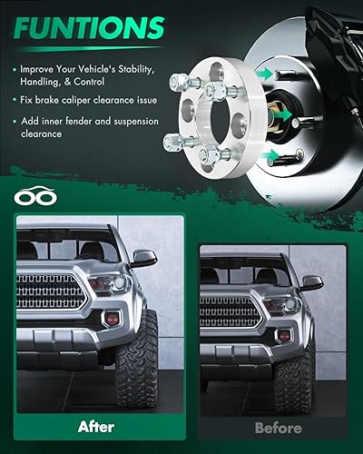 Miniatura 5 de SCITOO 2 adaptadores espaciadores de rueda de 1 pulgada, 4 lengüetas de 0.157 x 3.937 in a 0.157 x 3.937 in con pernos de 12 x 1.5 de 2.642 in,