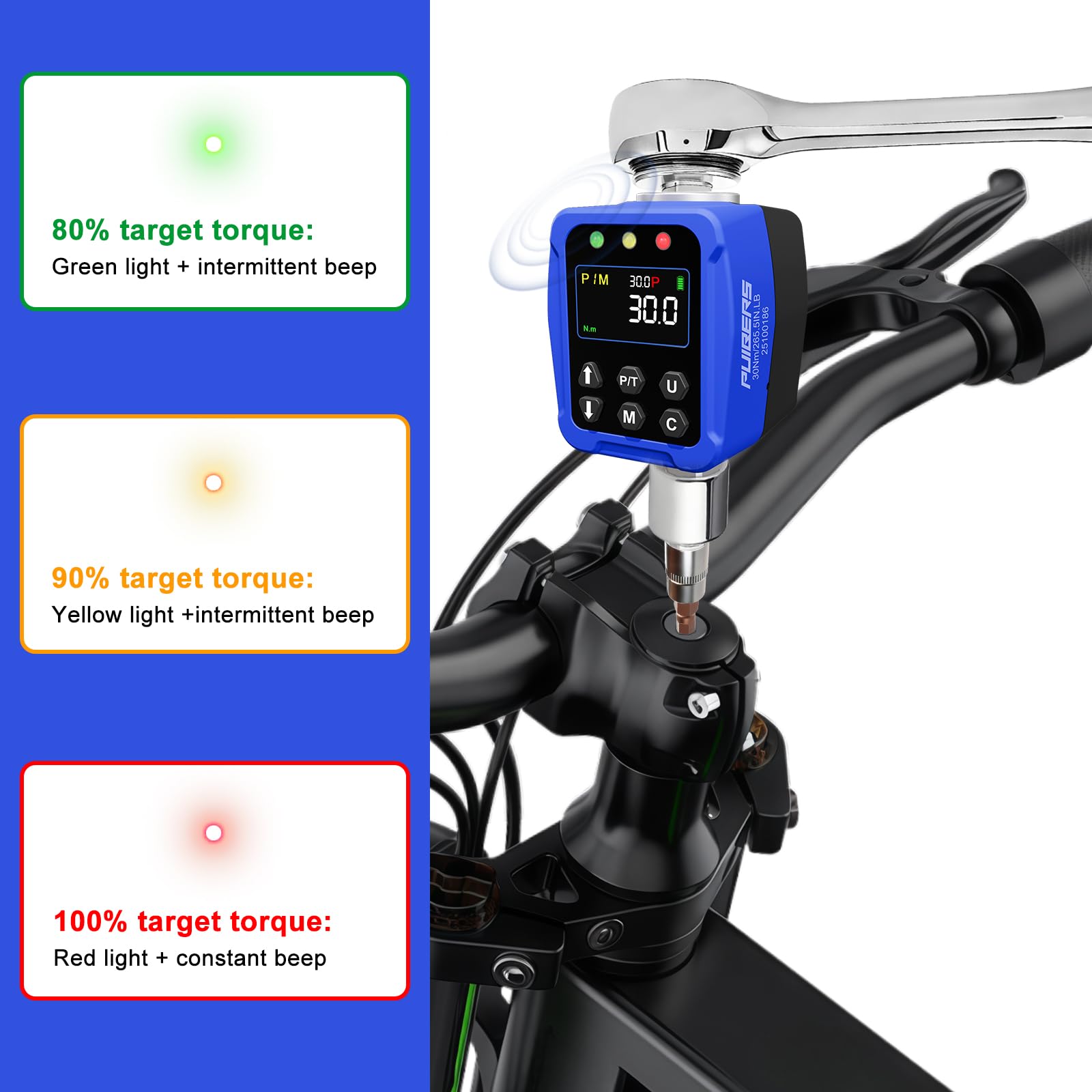Adaptador de par digital de 1,5 a 30 Nm, convertidor electrónico de llave dinamométrica con pantalla LCD ± 2% de precisión, para mantenimiento de automóviles y motocicletas