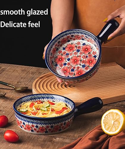 Miniatura 5 de Bandeja de cerámica para hornear rectangular Juego de utensilios para hornear, plato de cerámica para hornear con asa, bandeja para hornear de