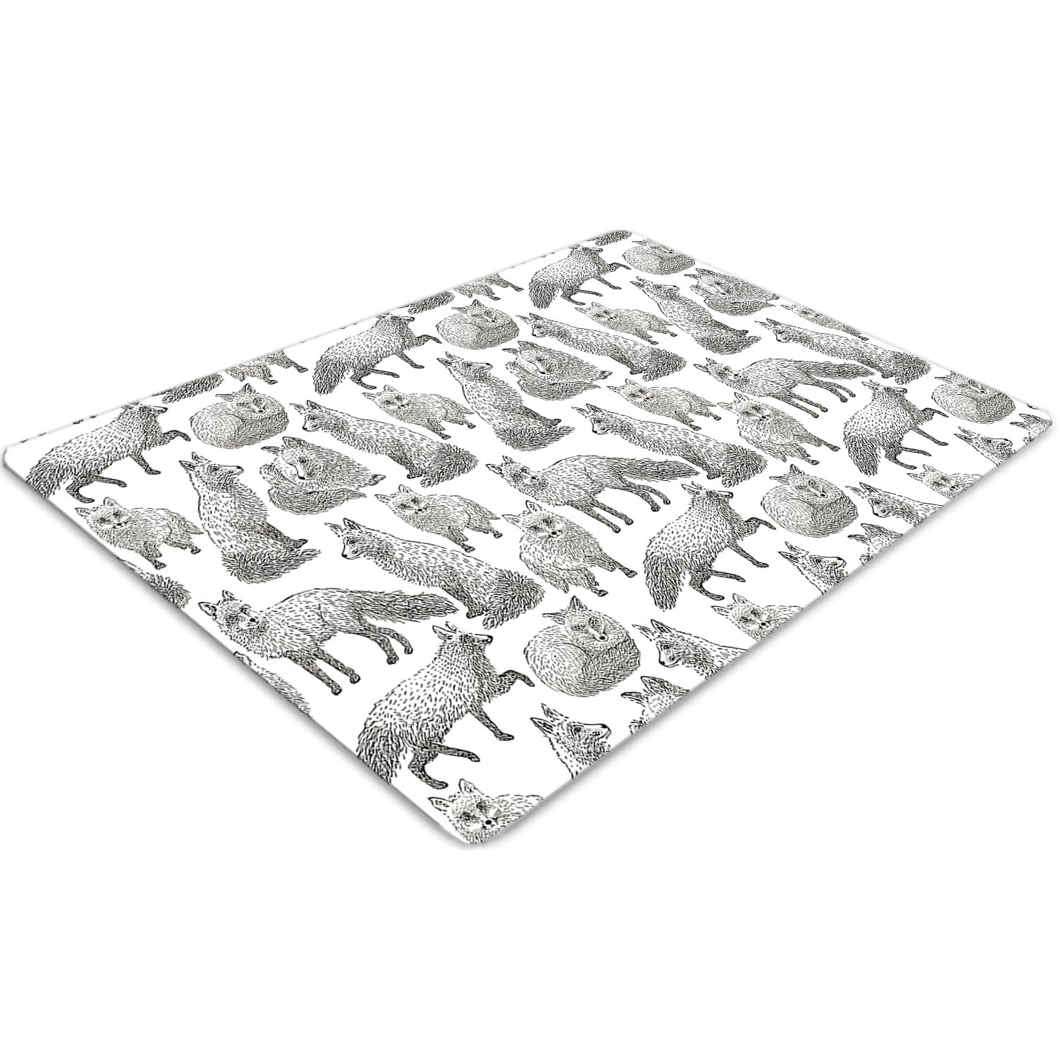 Tapis de chaise renards dessinés pour le bureau à la maison protège-sol 120x90