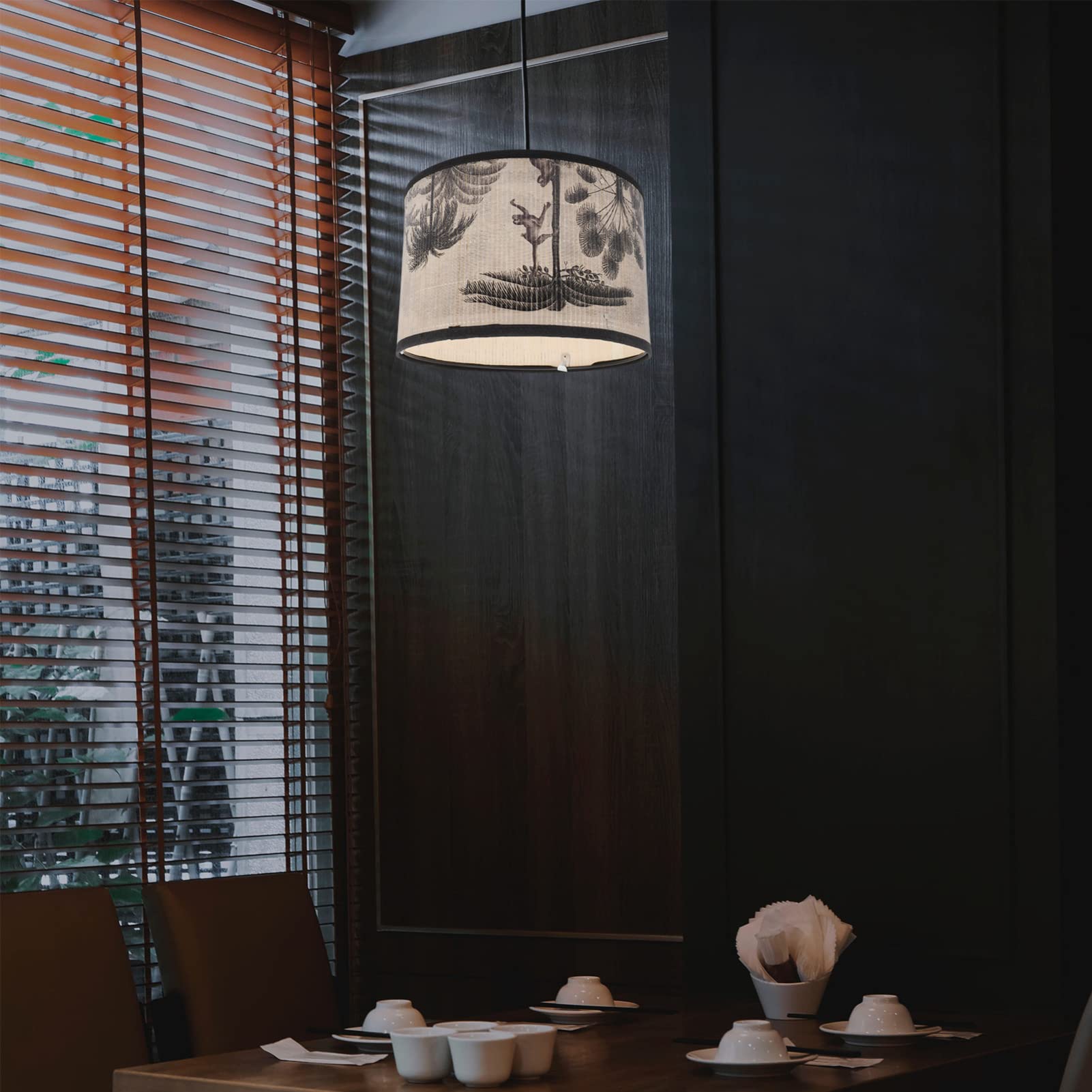 Uonlytech Paralume Retro Vintage Lampada a Sospensione Paralume Tamburo Per Lampadario Pendente Copertura Luce Soffitto Per Soggiorno Studio Ufficio