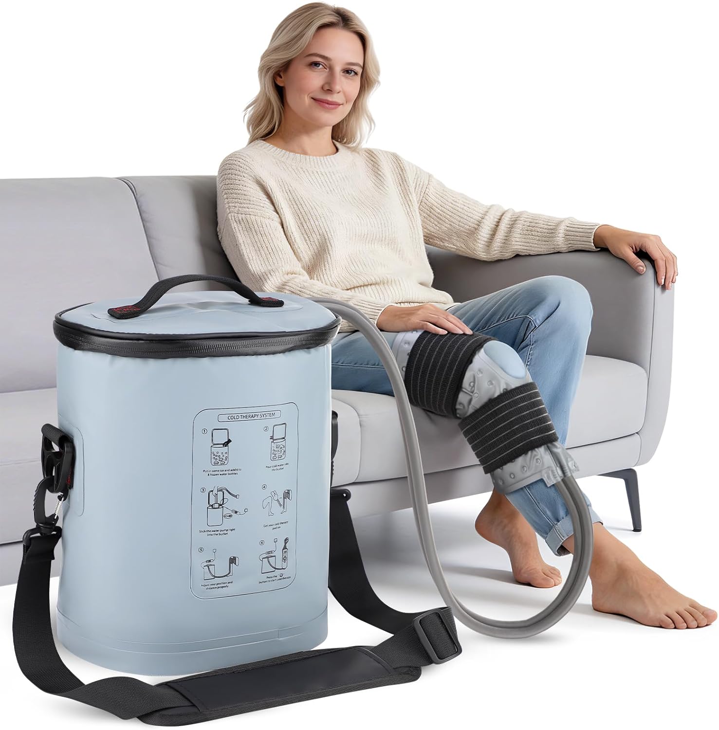 Ice Machine for Knee After Surgery, Portable Cold Therapy Machine for Knee Replacement Recovery, Ice Therapy for Post Surgery, Cryotherapy System, Ice Compression Pack Wrap for Injury Recovery
