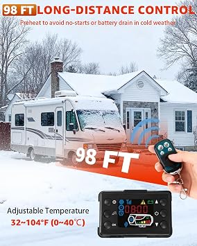 12V 8KW Diesel Air Heater with LCD Controller & Remote, All-in-One Parking Heater for Car, Truck, RV, Motorhome, Boat Fast Heating, Low Noise, Black