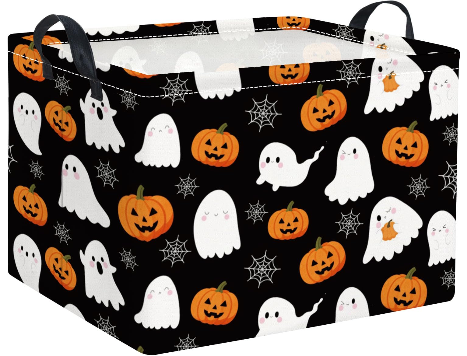 HIYAGON Rectangular Halloween Basket for Boys and Girls Kids Trick or Treat Pumpkin Basket for Halloween Parties Cute Storage Bin Organizer Box Room Decor(Spider Web Ghost) โ image 1
