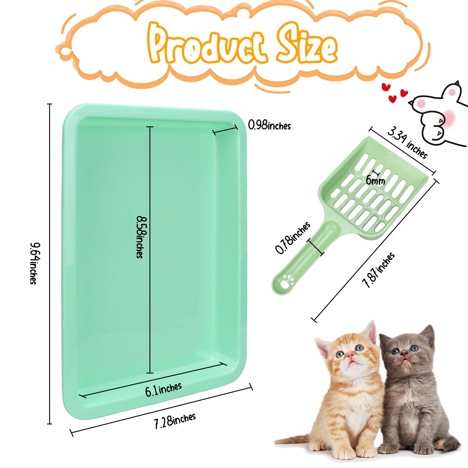 Katzentoiletten-Set, 7-teilig, Katzentoilette mit Katzentoilette, niedriger Einstieg für Kätzchen, tragbare flache Katzentoilette für Kaninchen, Meerschweinchen, Hamster