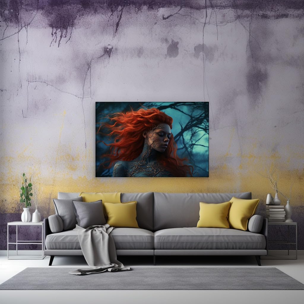 Canvas for Living room. Mystic Blue: Embracing the Winds of Enchantment in the Forest of Whispers, 27 x 18 inch Canvas Wall Art - Ready to Hang