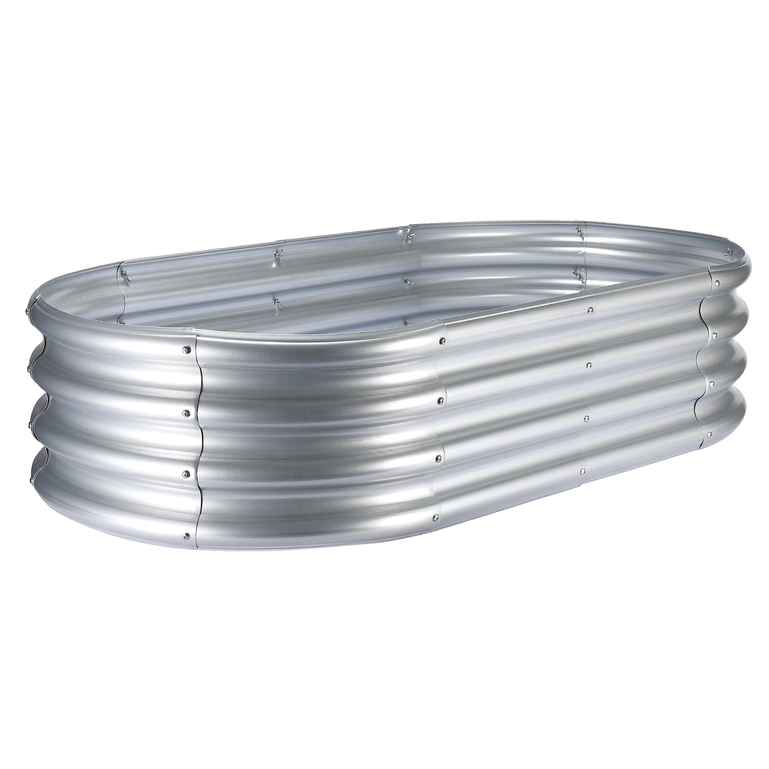 2WAYZGalvanized Raised Garden Bed - Galvanize Planter Box Kit - Metal Raised Garden Boxes for Outdoor, Indoor - Oval Large Metal Planter for Vegetables, Herbs, Plants, Flowers, Veggies - Silver