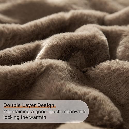 Miniatura 5 de Geniospin Manta ultrasuave para sofá, cama, sofá, manta reversible de piel sintética de 11.41 ozm con tiras, manta cálida, lujosa y acogedora