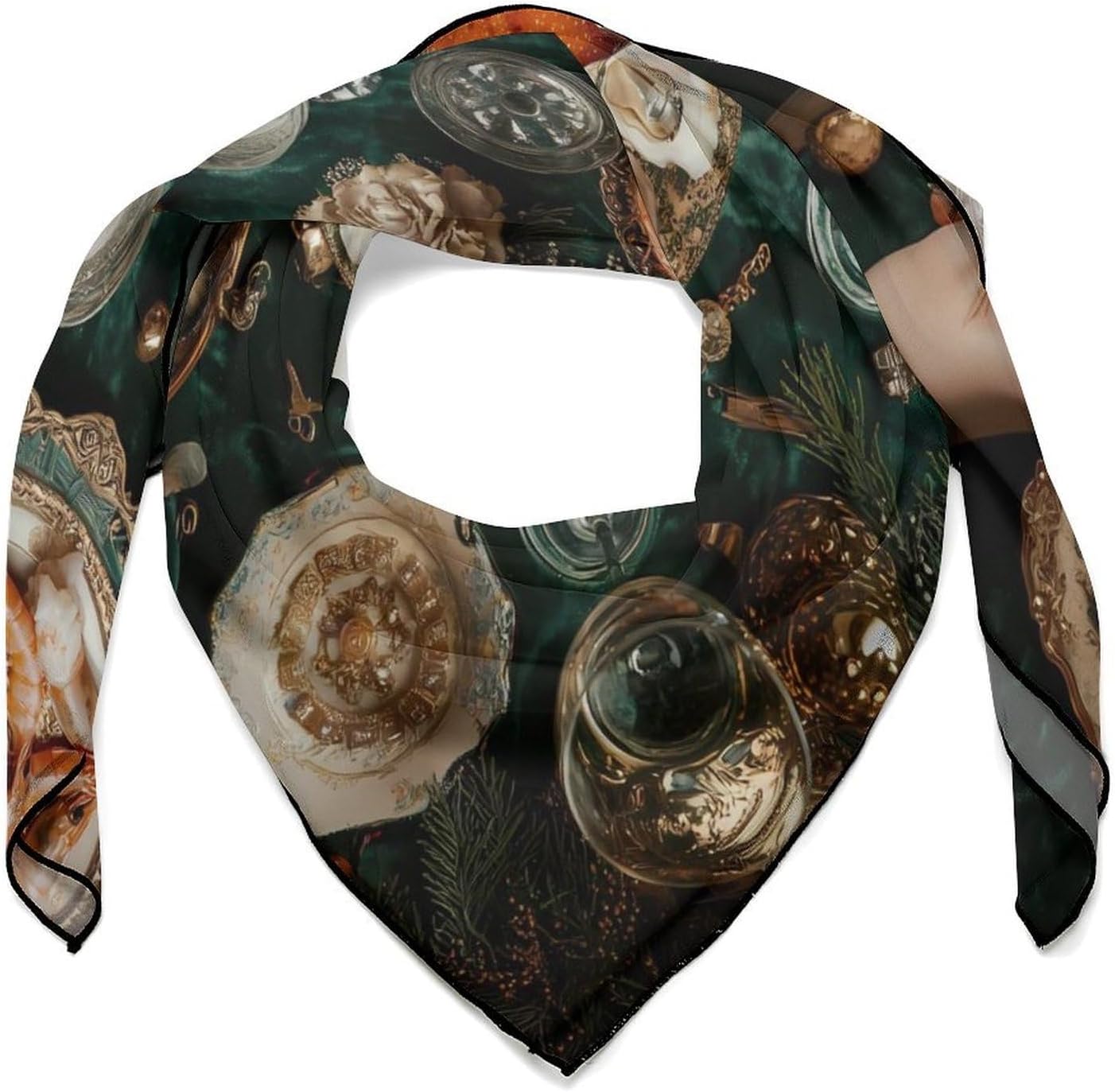 Oysters Seafood Cuisine Bandana Fashion Head Scarf Square Silk Scarf Print Neck Hair Scarfs for Women Men Gifts