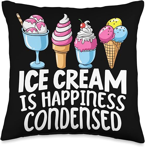 Ice Cream Frozen Scoop Apparel Cojín de comida dulce, 16 x 16 pulgadas, multicolor