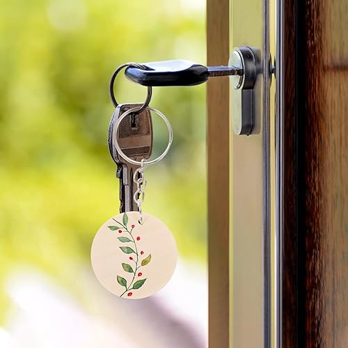 Miniatura 7 de DECHOUS Llaveros a granel, 100 juegos de rebanadas de madera, decoraciones de llaves, colgantes sin terminar, llaveros artesanales para proyectos de