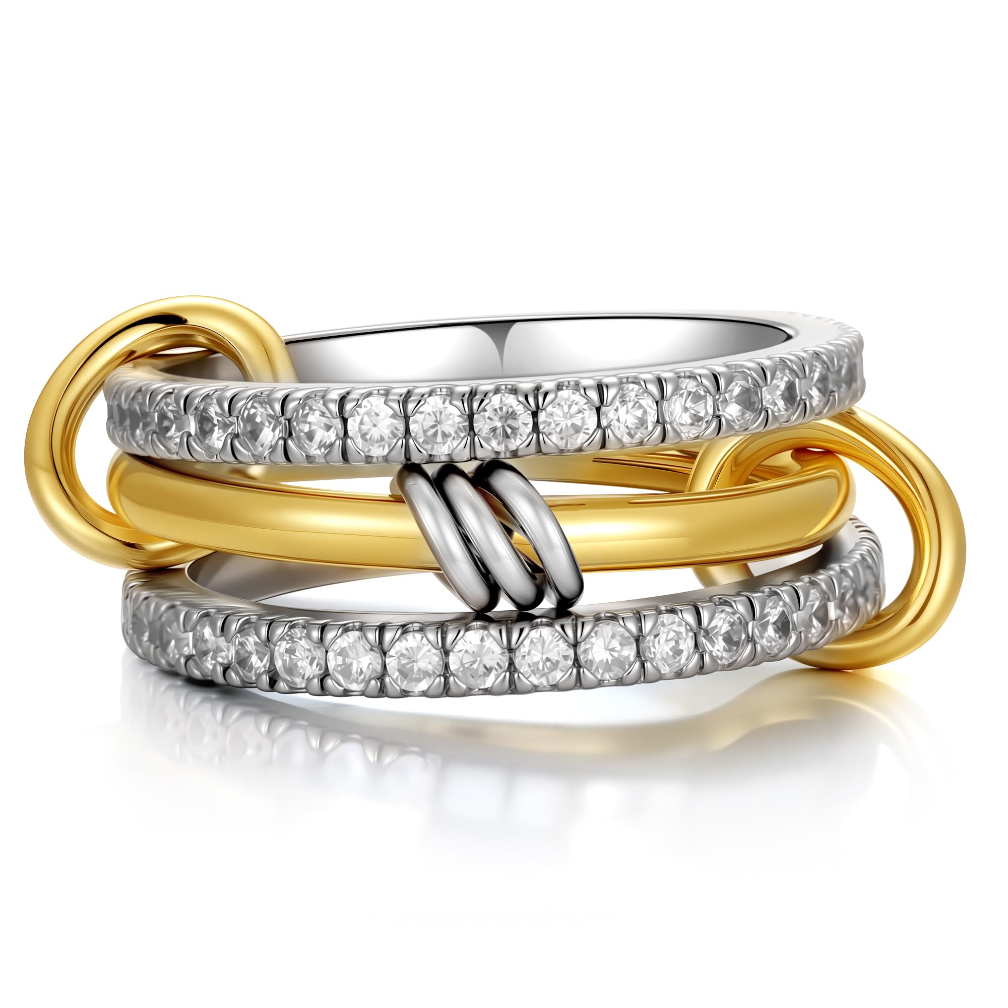M MOOHAM Gold Silver Stackable Rings for Women Non Tarnish - Engagement Gold Plated Wedding Cubic Zirconia Ring for Women ...