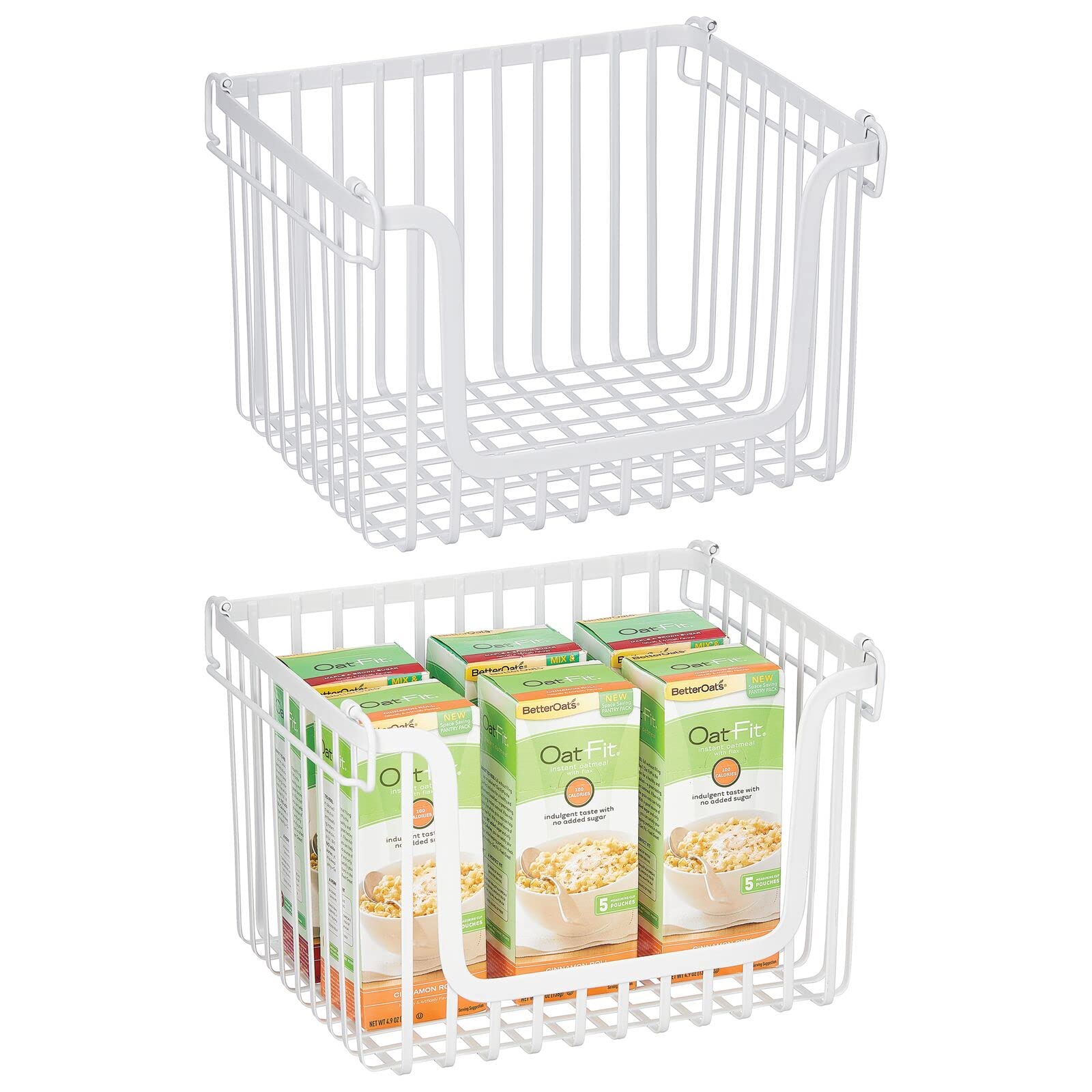 mDesign Large Stacking Wire Baskets Food Organizer Storage 