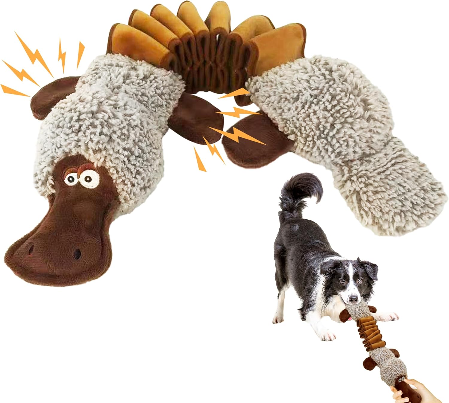 Squeaky Dog Toys, Stuffed Large Dog Toys to Keep Them Busy, Interactive Plush Chew Toys with Crinkle Paper, Tough Pet Animal Toys for Small Medium Large Dogs – Platypus