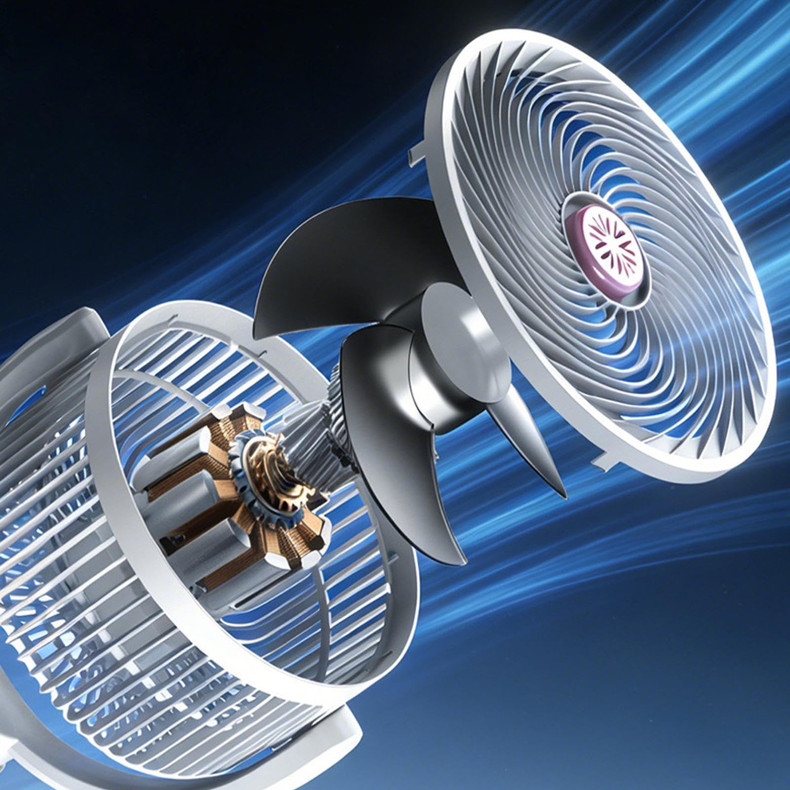 Ventilador De Pie Genérico | Dispositivo De Ventilación De 5 Velocidades | Con Temporizador, Ventilador Columna De Pie Oscilante Recargable USB-C Altura Ajustable | Para Oficina Salón Apartamento Casa
