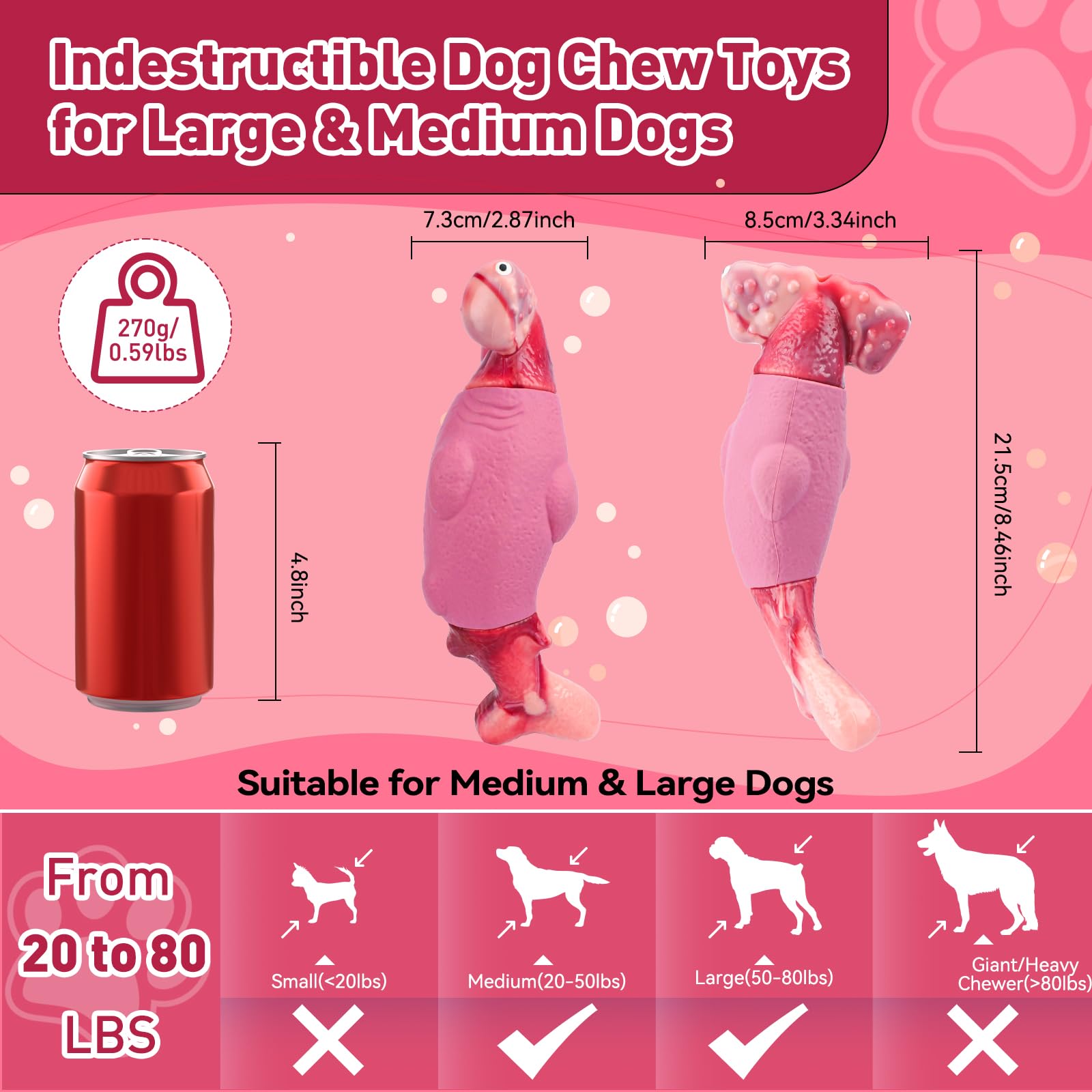 BIKIISEN Dog Toys for Aggressive Chewers Interactive Dog Chew Toy for Large Dogs Indestructible Squeaky Toys to Keep Them Busy - Image 2