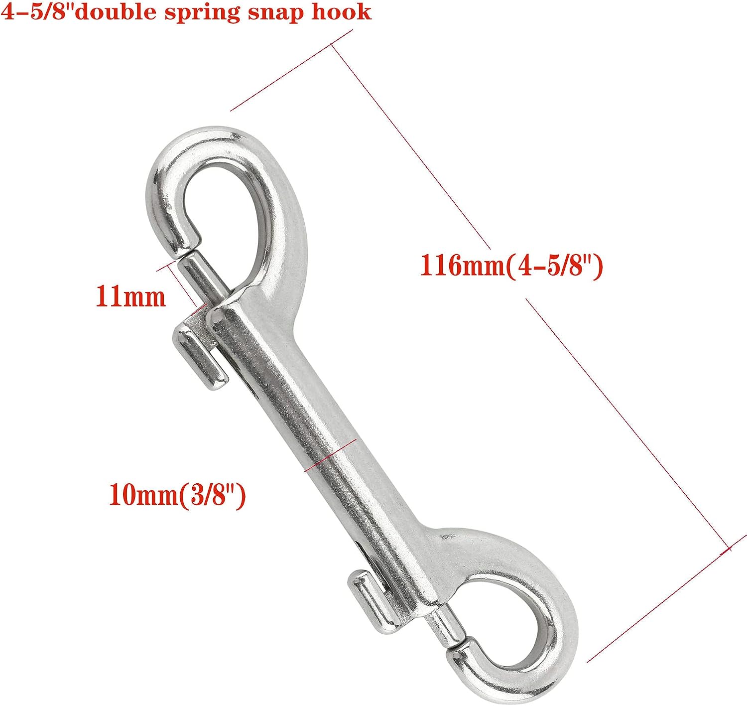 Stainless Steel 316 Double Ended Bolt Snap Hooks Marine Grade Metal Clips for Diving, Dog Leash, Key Chain, Horse Tack, Feed Buckets Silver Color,4-5/8"