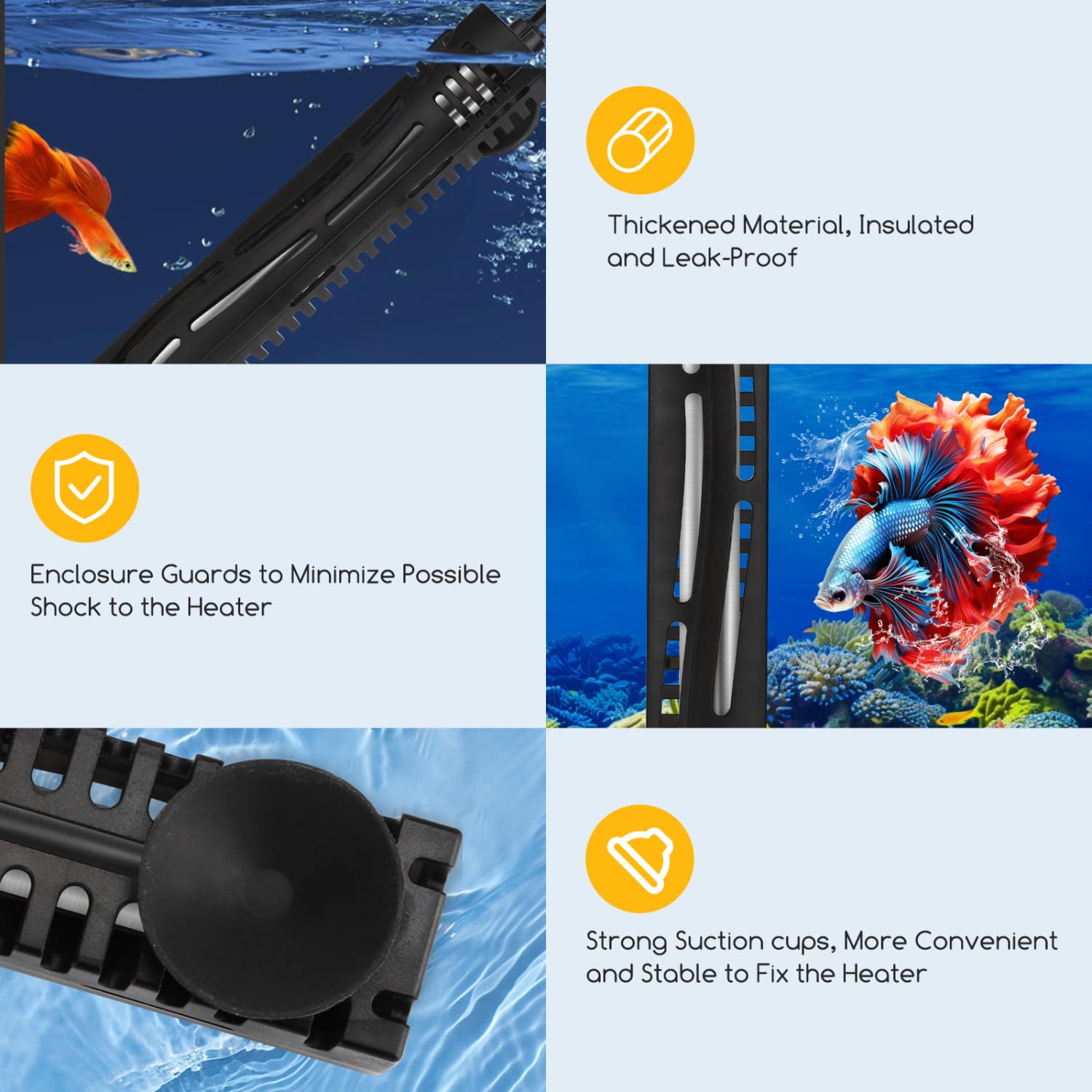 Nobleza - Chauffage d'aquarium 30-100L, Chauffage d'aquarium Submersible 100W, Chauffage de Réservoir à Quartz de Sécurité, Régulateur de Température Externe (15-35°C)