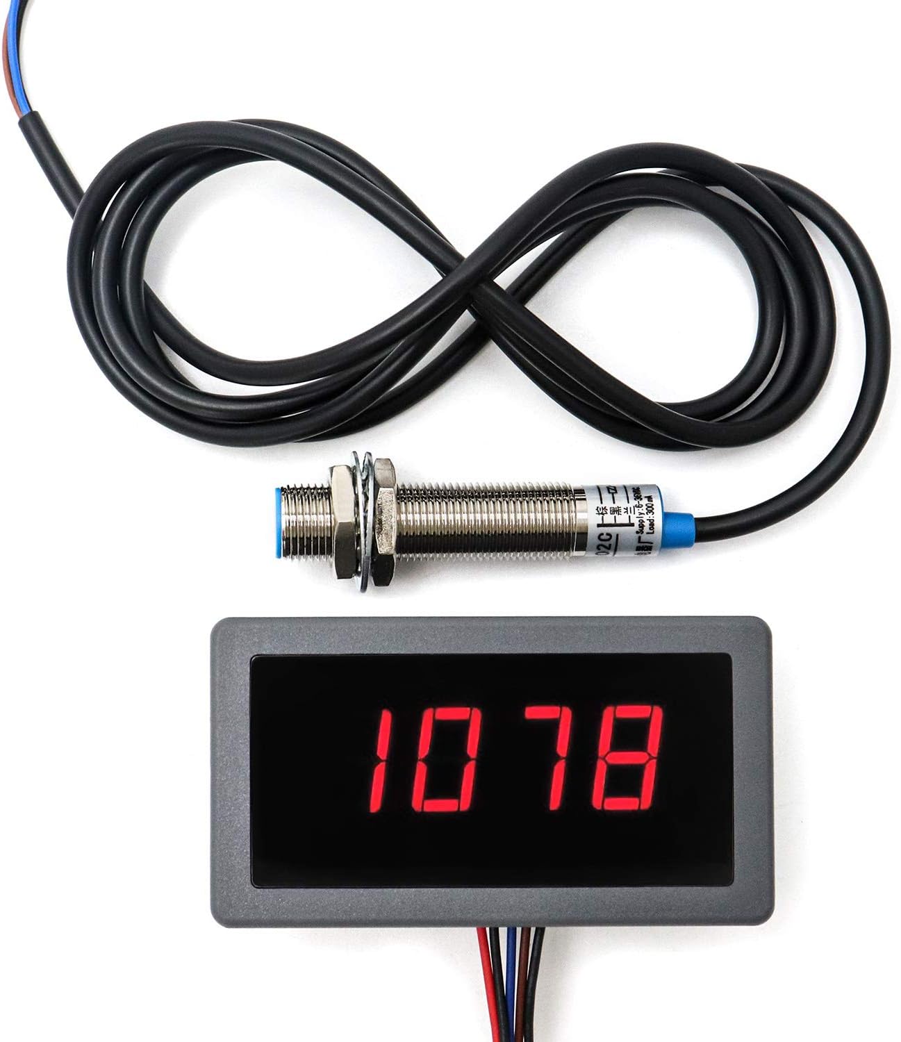 QWORK® 4 Digital LED Display Drehzahlmesser RPM Geschwindigkeit Meter ...