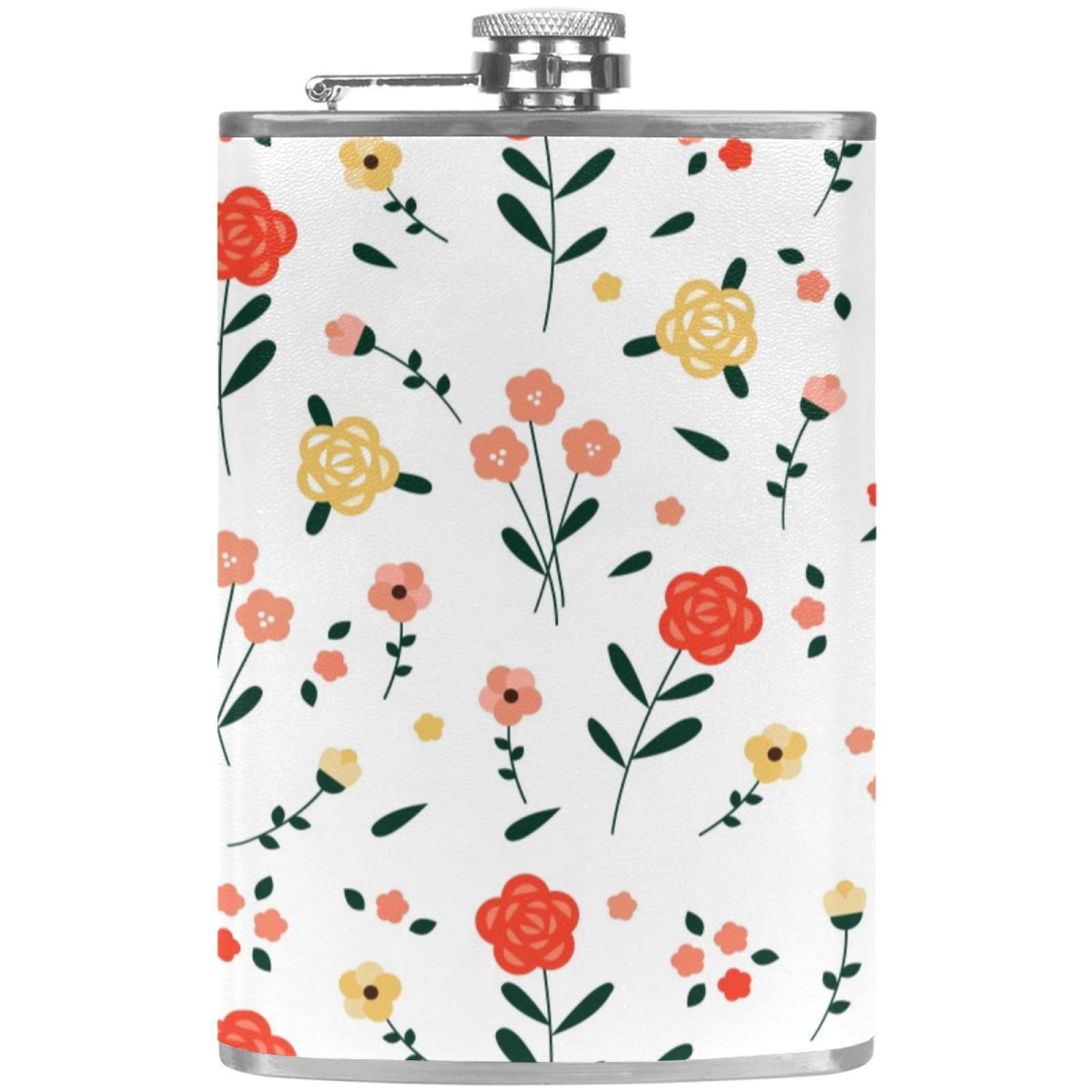 Flasque à whisky florale blanche en cuir le cadeau idéal pour fête et buveurs