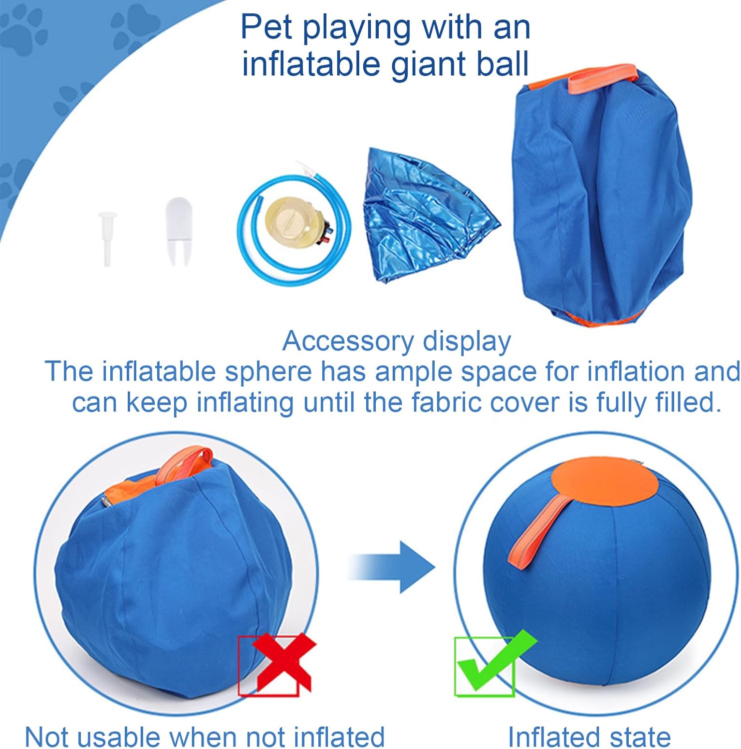 Inflatable Herding Ball for Dogs, Giant Dog Ball Toy with Duty Material, Pet Agility Equipment for Animal Lovers Trainers Backyard Lawn Garden Farm Park