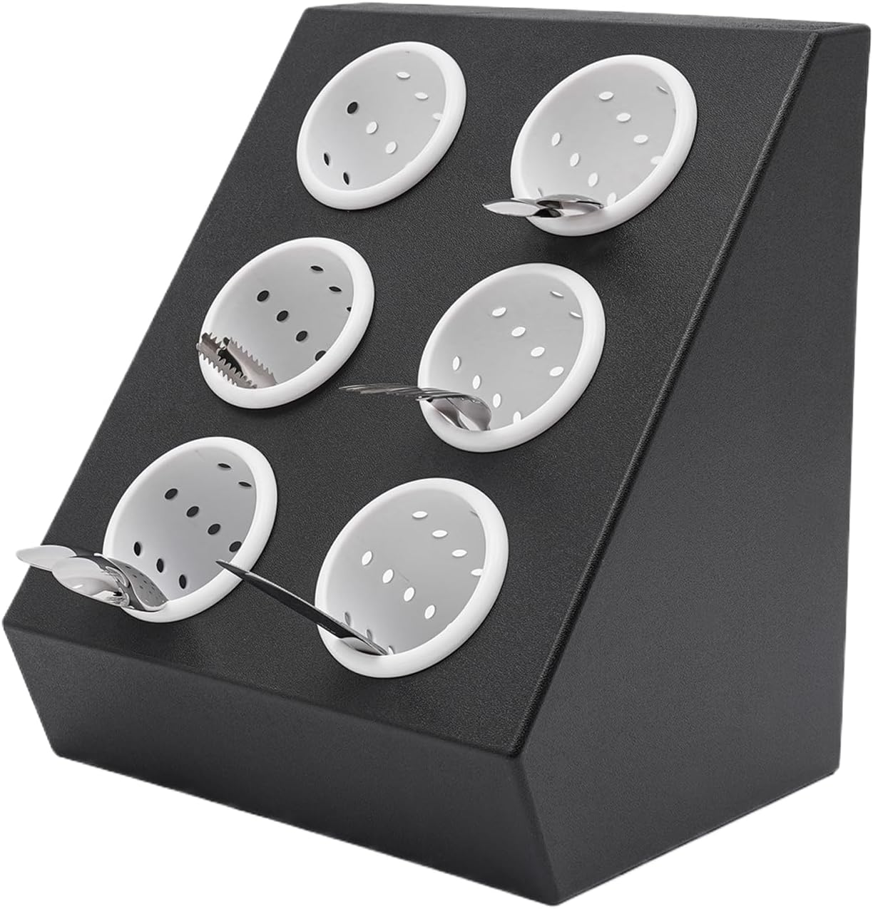 6-Compartment Restaurant Utensil Holder, Flatware Cylinder Storage Caddy & Cups for Kitchen, Bars, Coffee Shops, Restaurants & Hotels