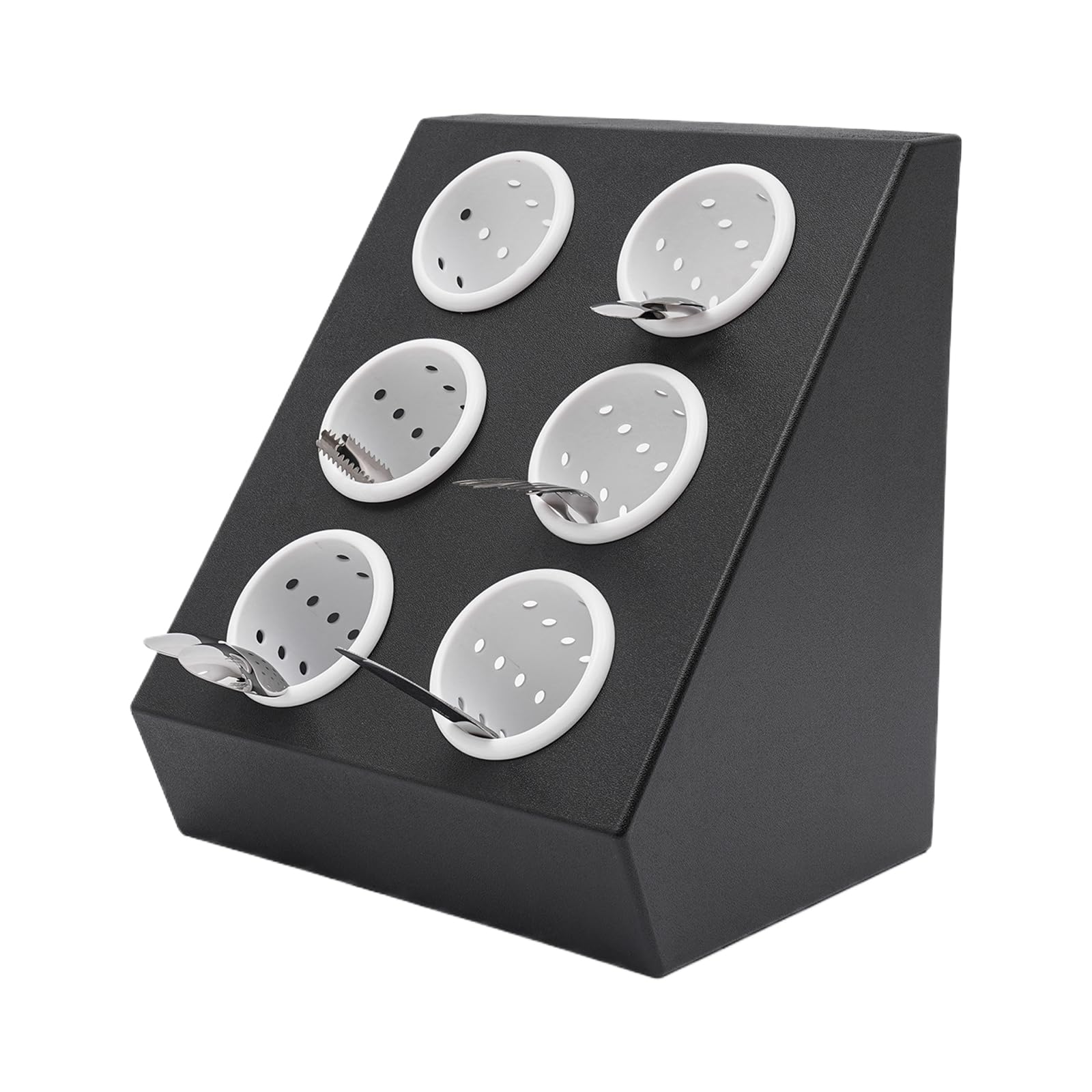 lkoewqzamx 6-Compartment Modern Utensil Holder, Kitchen Organizer, Countertop Mount, Black White, 10kg Capacity, 40.5cm Height, Inner Liners Included