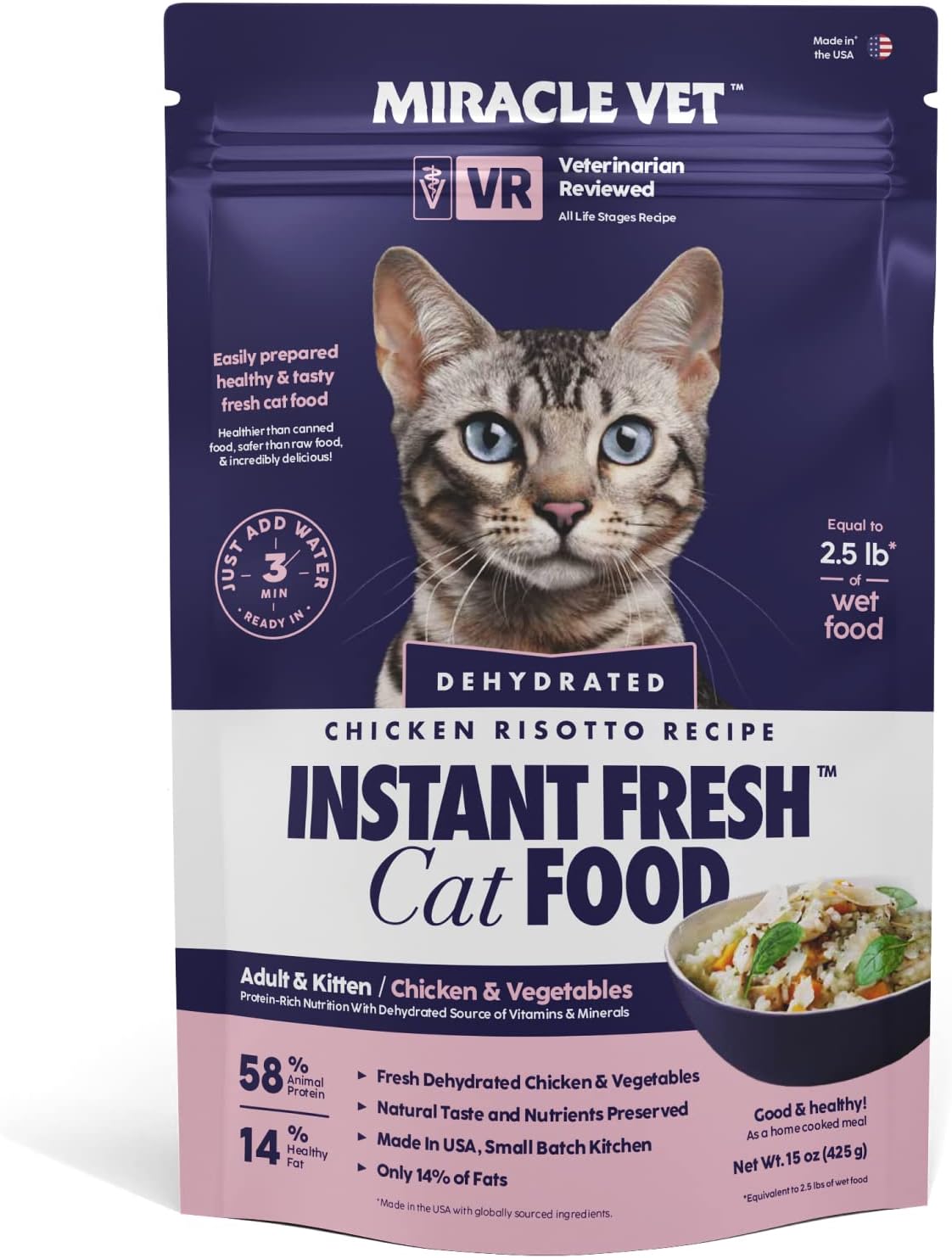 Miracle Vet Dehydrated Instant Fresh Cat Food and Topper