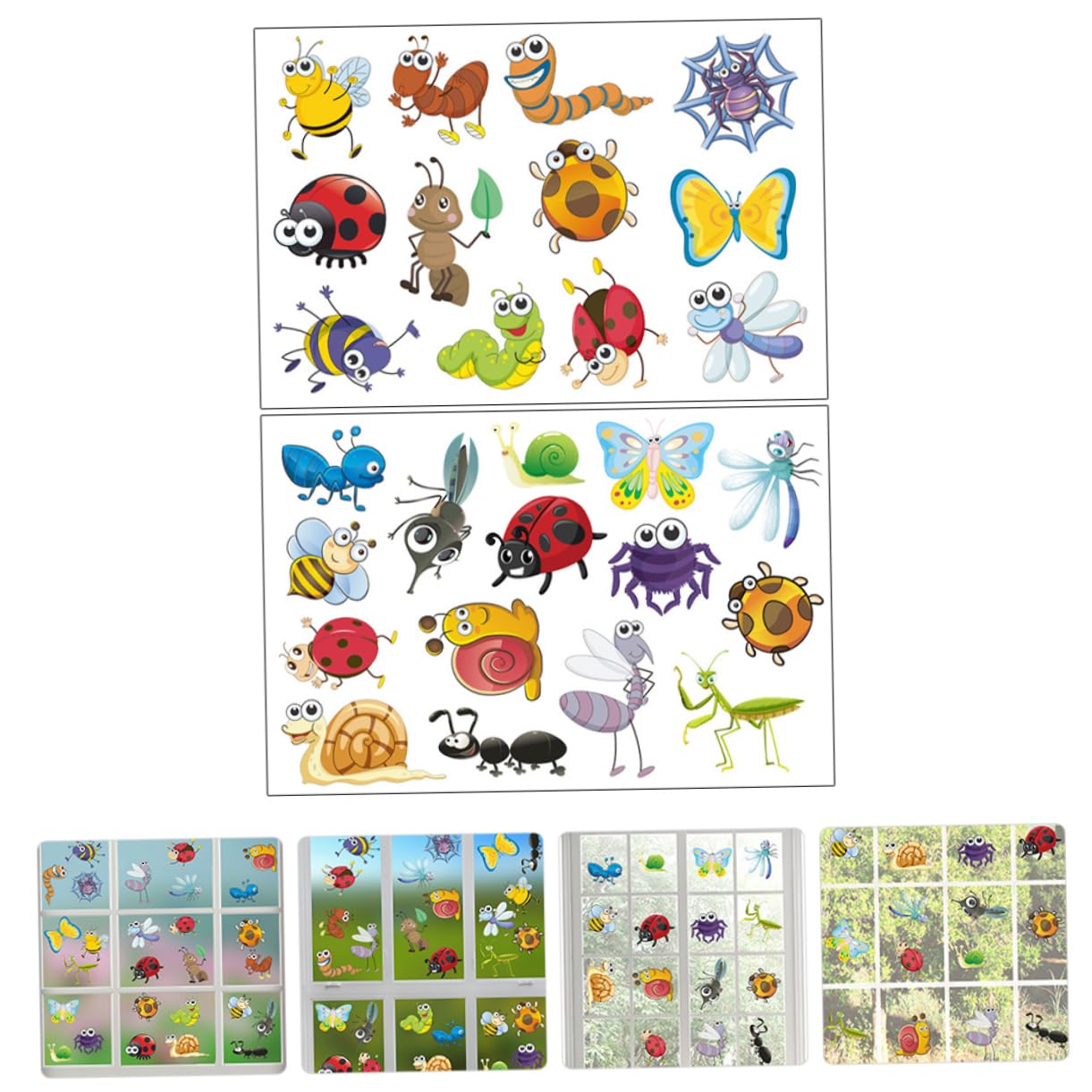 Zerodeko 5juegos Pegatinas Decorativas Estáticas Para Ventanas Diseño De Insectos y Animales Para Habitaciones Infantiles y Decoración De Interiores