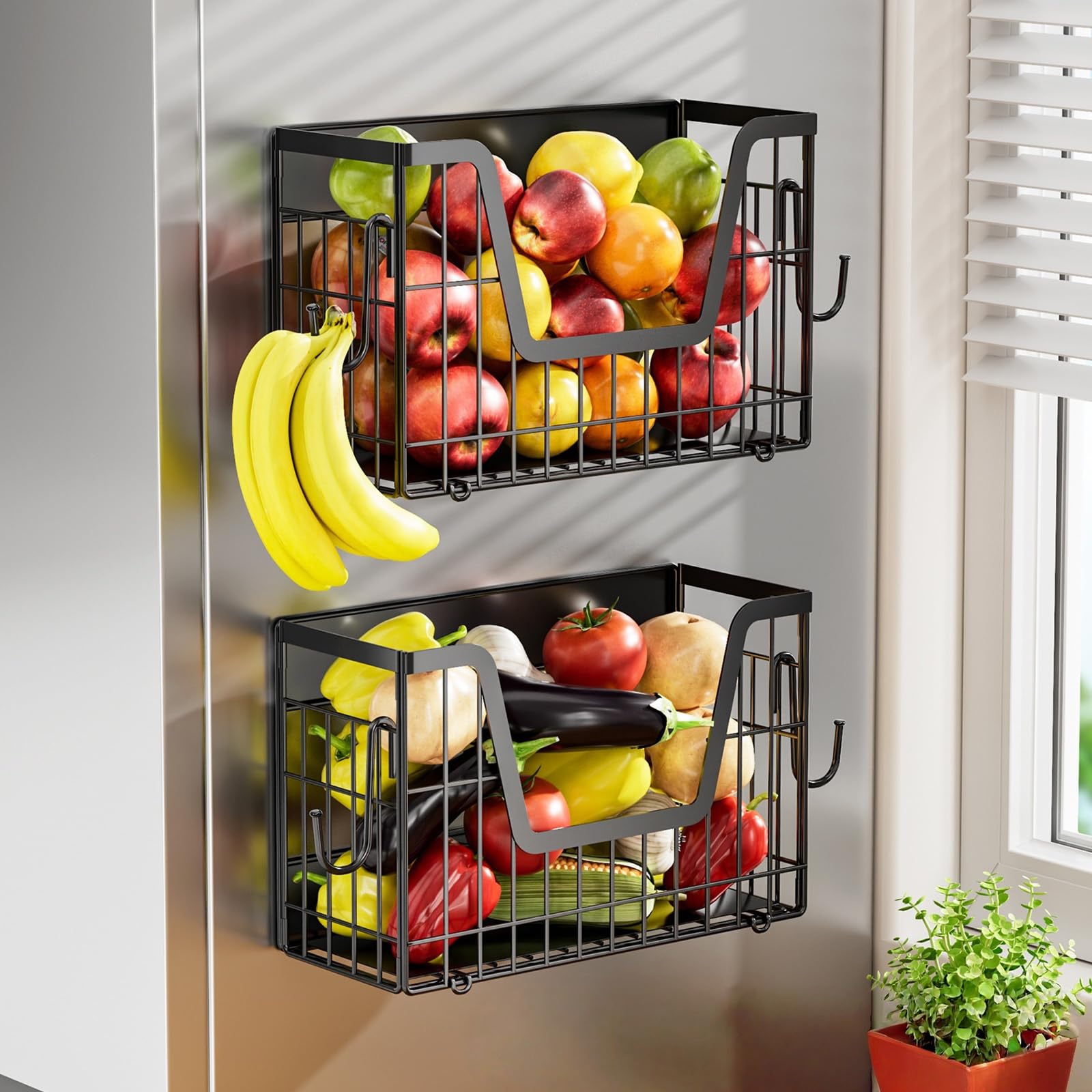 Organizador de refrigerador, cesta de alambre plegable, cesta de almacenamiento para nevera, estante de ahorro de espacio para el hogar, cocina, oficina, especias