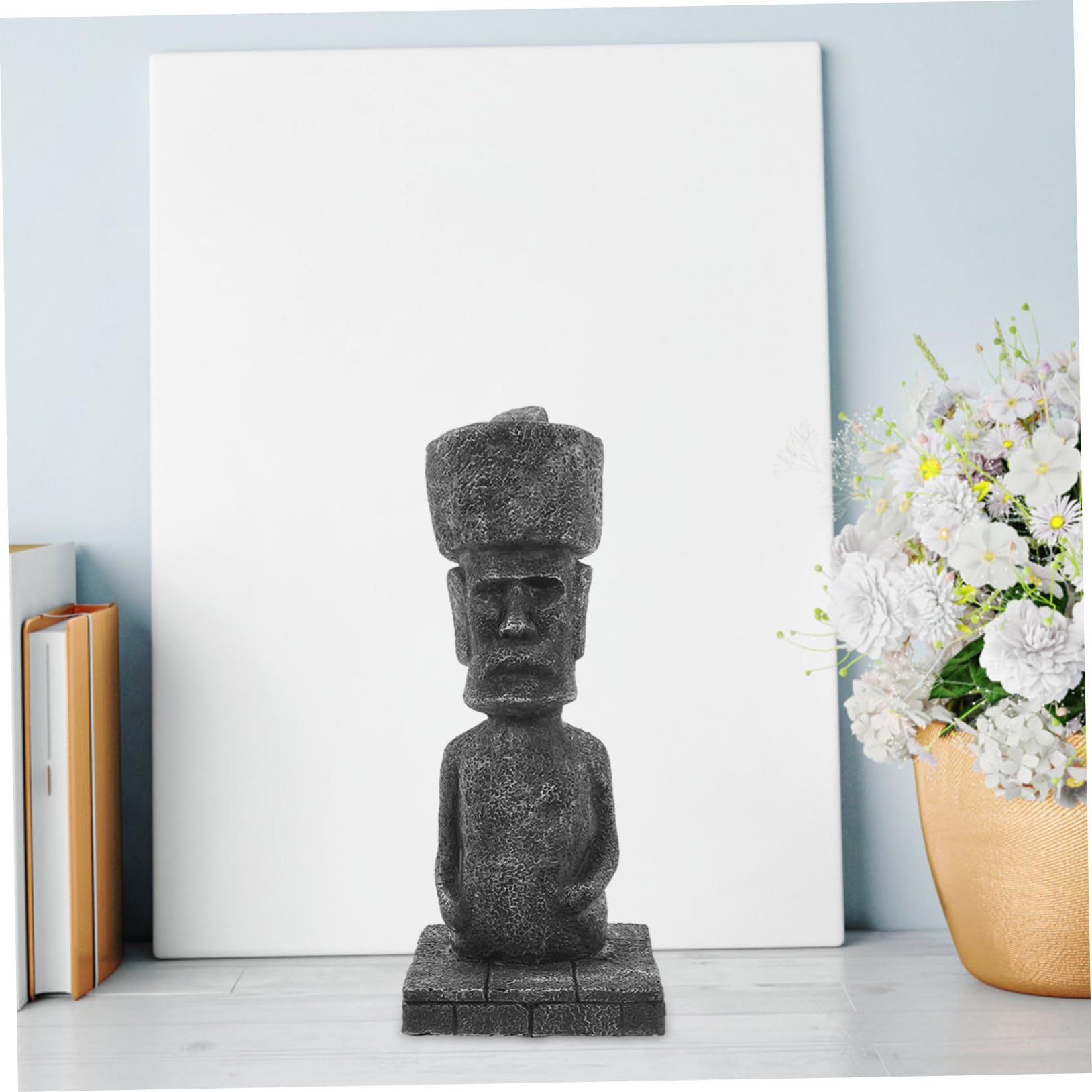 Ciieeo Statua Moai in Resina per Acquario, Decorazione Paesaggistica Antica, Effetto Realistico, Facile da Sistemare, per Casa e Ufficio