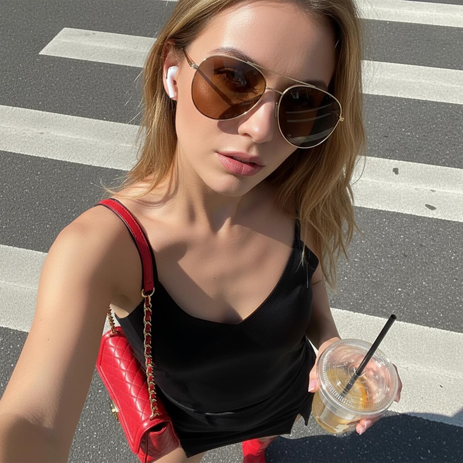 SODQW Tangle Free Aviator Sunglasses for Women Polarized Sun Glasses With UV Protection 2026 Fasion Trendy Shades - Image 4