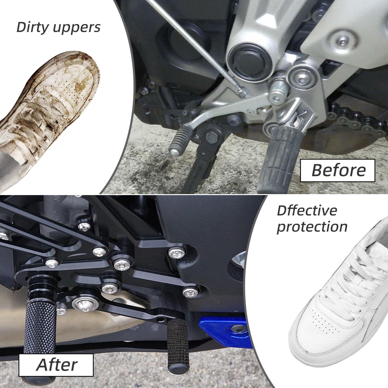 NICENEEDED 8 Rotoli Protezione per Scarpe Cambio Moto, Copertura del Cambio della Motocicletta Autoadesiva in Tessuto Non Tessuto