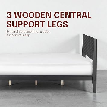 Sapa Solid Wood Bed Frame with 3D Carved Headboard, Japanese Joinery, No Box Spring Needed, Silent Slats, Easy Assembly Queen Burnt Black